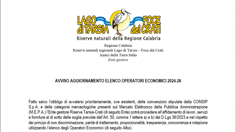 Scopri di più sull'articolo AVVISO AGGIORNAMENTO ELENCO OPERATORI ECONOMICI 2024-26