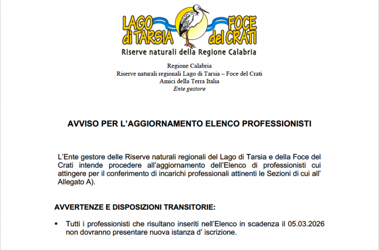 Scopri di più sull'articolo AVVISO PER L’AGGIORNAMENTO ELENCO PROFESSIONISTI