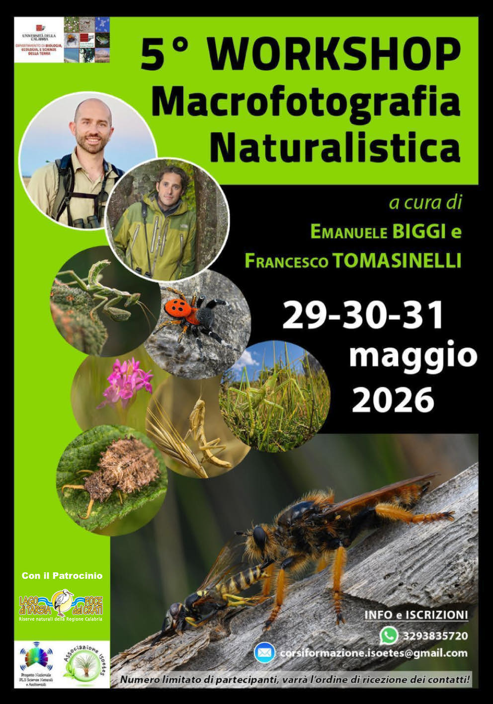Al momento stai visualizzando RISERVE FOCE CRATI E LAGO TARSIA, DOMENICA 31 SI CHIUDE 5° WORKSHOP MACROFOTOGRAFIA NATURALISTICA. EVENTO PROMOSSO DA UNICAL CON BIGGI E TOMASINELLI E PATROCINATO DALLE RISERVE