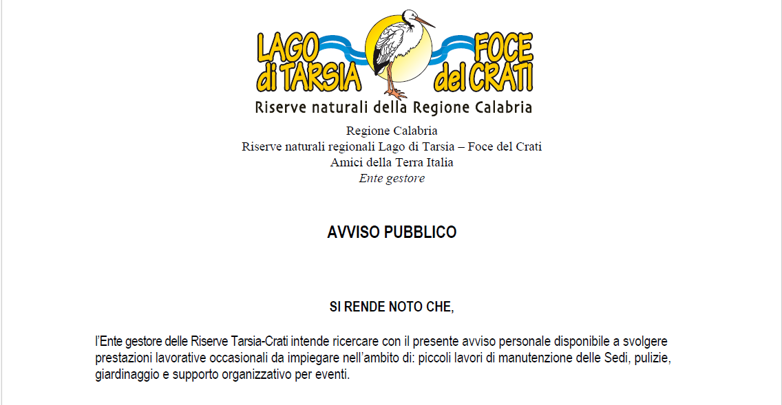 Al momento stai visualizzando Avviso pubblico personale disponibile a svolgere prestazioni lavorative occasionali